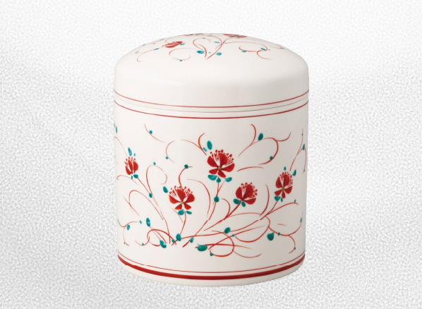 骨壺　美濃焼 赤絵骨入天花